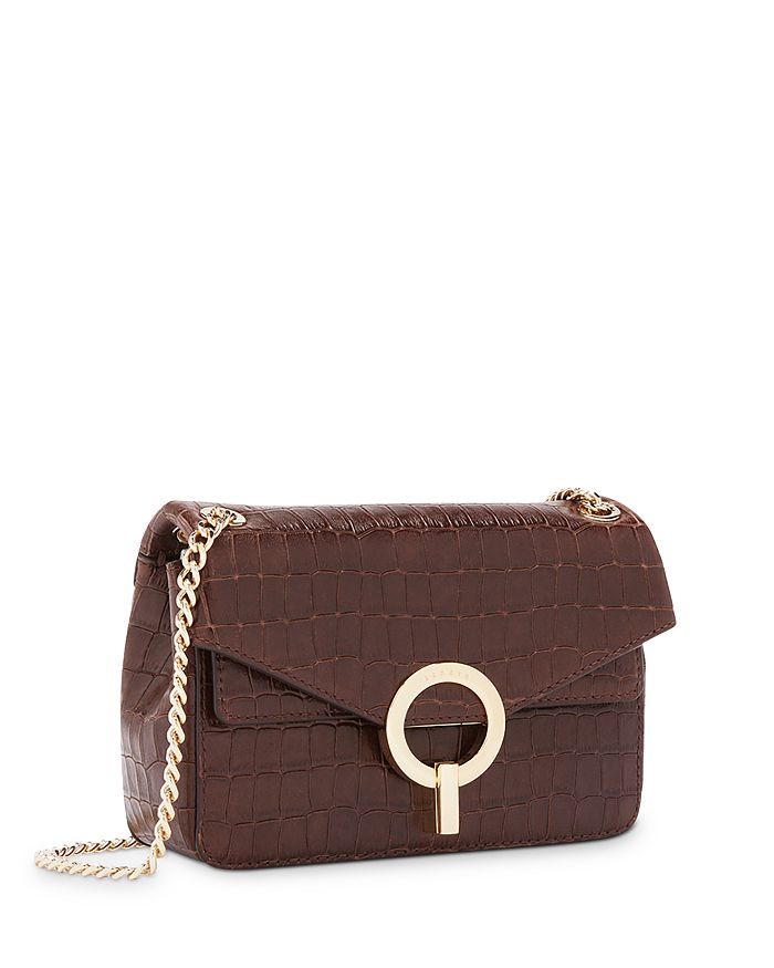 Shop Sandro Yza Crocodile Embossed Leather Bag In Brown