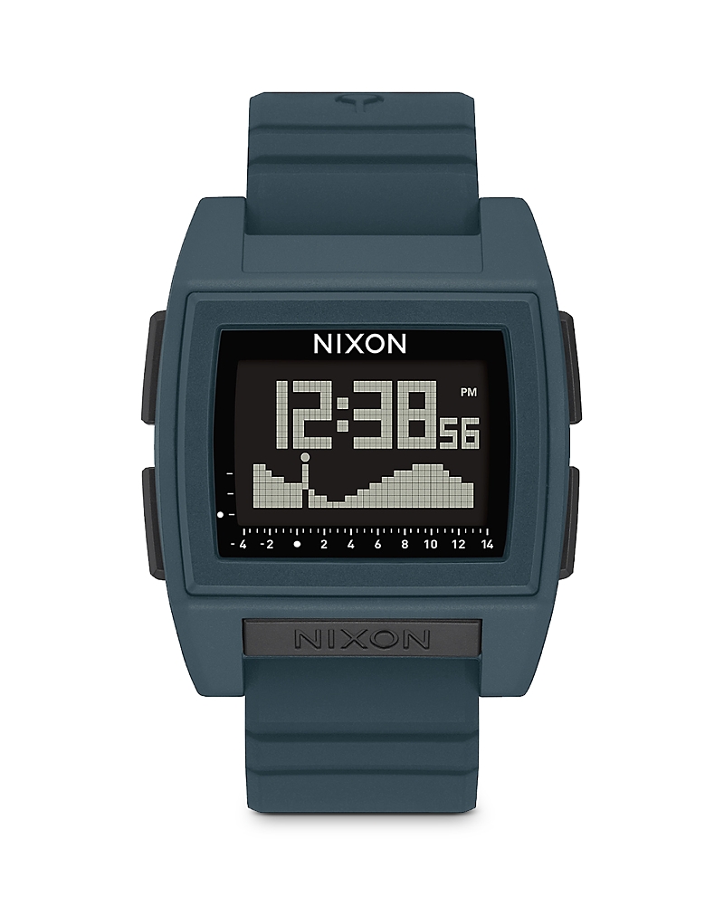 Nixon Base Tide Pro Digital Silicone Strap Watch, 42mm In Dark Slate