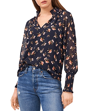 1.STATE SMOCKED TRIM FLORAL PRINT BLOUSE,81115353A2