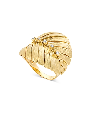 Hueb 18k Yellow Gold Bahia Diamond Leaf Frond Statement Ring In Gold