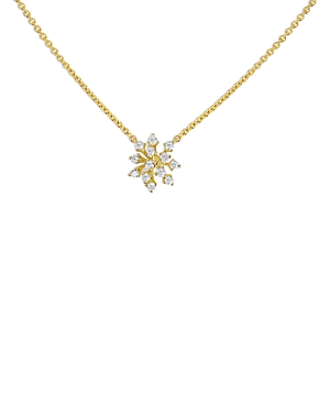 Hueb 18K Yellow Gold Luminus Diamond Starburst Cluster Pendant Necklace, 16