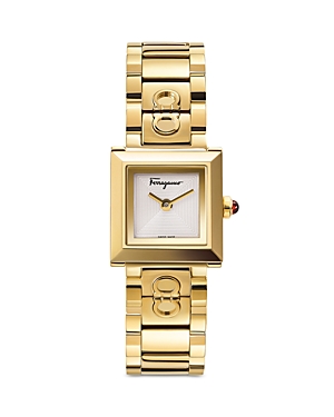 Ferragamo Square Watch, 19mm In Gold
