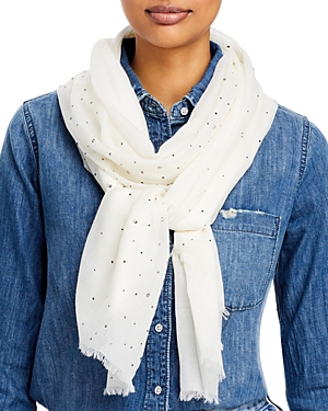 Fraas Solid Sparkle Wool & Cashmere Wrap Scarf In Off White