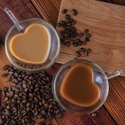 Double Walled Heart Coffee Mug, Set of 2