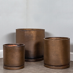 Campania International I/o Series Cylinder Planter, Set Of 3 In Bronze