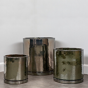 Campania International I/o Series Cylinder Planter, Set Of 3 In Metallic