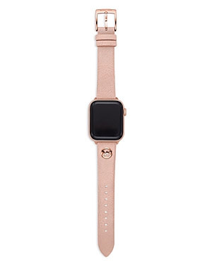 Michael Kors Logo Charm Leather 38-40mm Band For Apple Watch In Pink