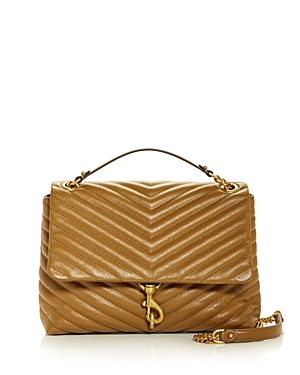 Rebecca Minkoff Edie Medium Quilted Leather Crossbody In Military/gold