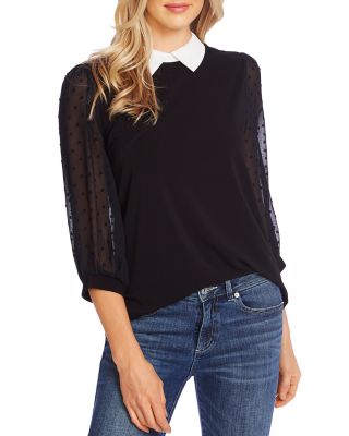 CeCe - Mixed Media Knit Top