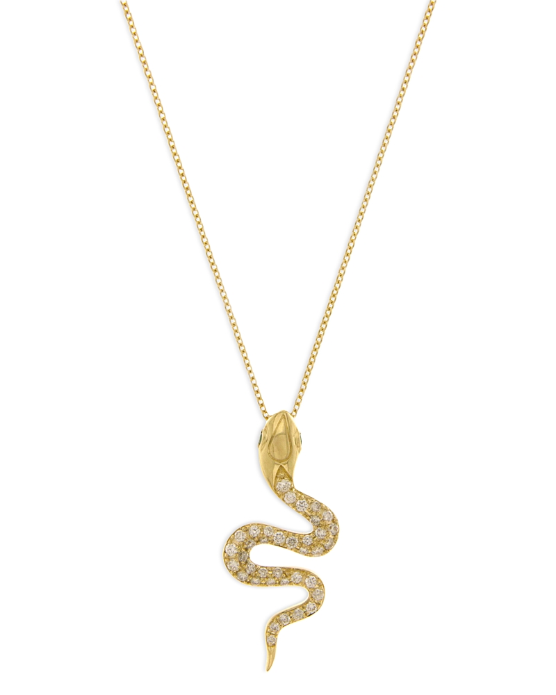 Bloomingdale's Diamond Snake Pendant Necklace In 14k Yellow Gold, 0.22 Ct. T. W. - Exclusive In White/gold