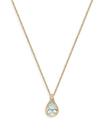Bloomingdale's - Pear Shaped Prasiolite & Diamond Accent Pendant Necklace in 14K Yellow Gold, 18" - 100% Exclusive