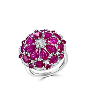 Bloomingdale's - Ruby & Diamond Cluster Statement Ring in 14K White Gold - 100% Exclusive
