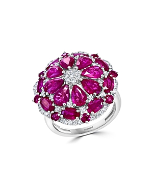 Bloomingdale's Ruby & Diamond Cluster Statement Ring in 14K White Gold - 100% Exclusive