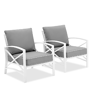 Crosley Sparrow & Wren Destin 2 Piece Outdoor Chair Set In White/gray