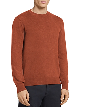 Zegna Ermenegildo  Premium Cashmere Crewneck Sweatshirt In Medium Orange Solid