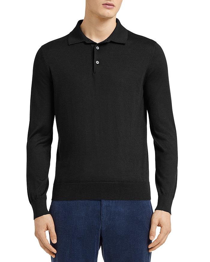 Zegna Ermenegildo Cashseta Essential Long Sleeve Regular Fit Polo