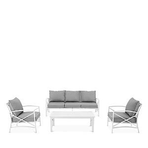 Crosley Destin 4 Piece Outdoor Sofa Set In White/gray