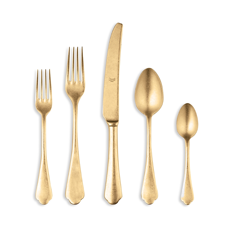 Mepra Dolce Vita Pewter Oro 5-piece Flatware Set In Gold