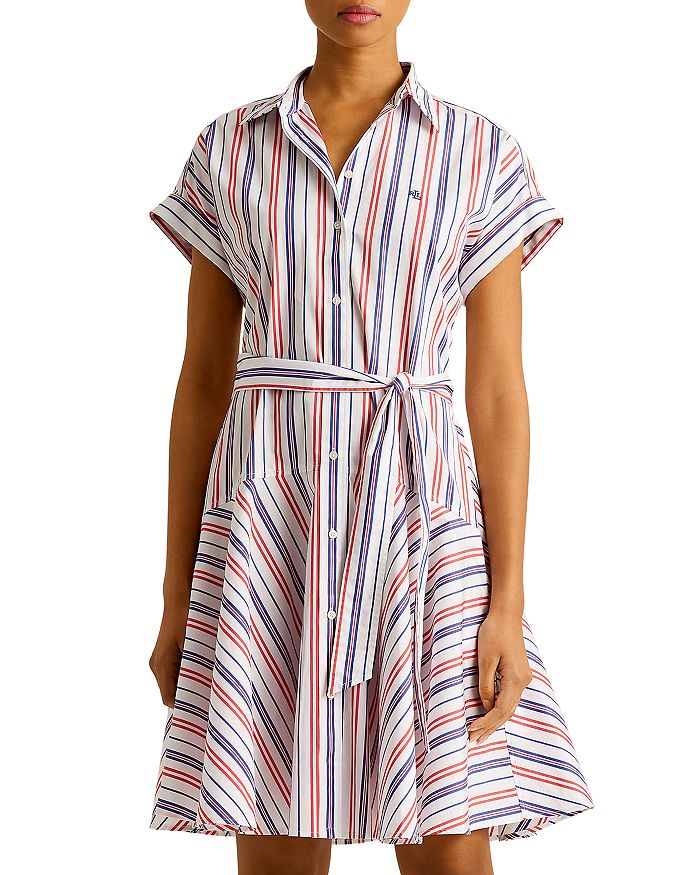 Lauren ralph lauren belted striped on sale dress