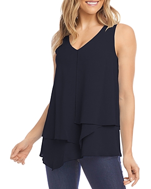 Shop Karen Kane Layered Tank Top In Navy