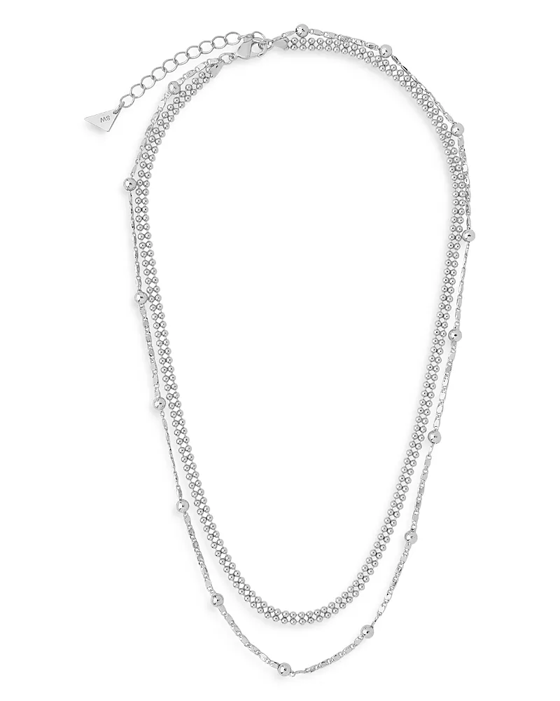 Sterling Forever Double Layer Beaded Chain Necklace, 16