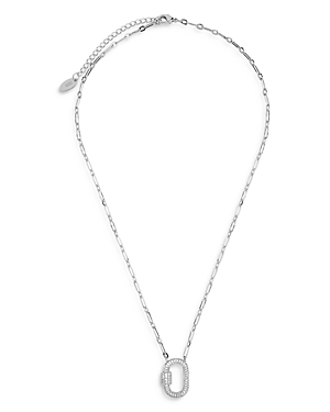 Sterling Forever Pave Carabiner Lock Pendant Necklace, 16 In Silver