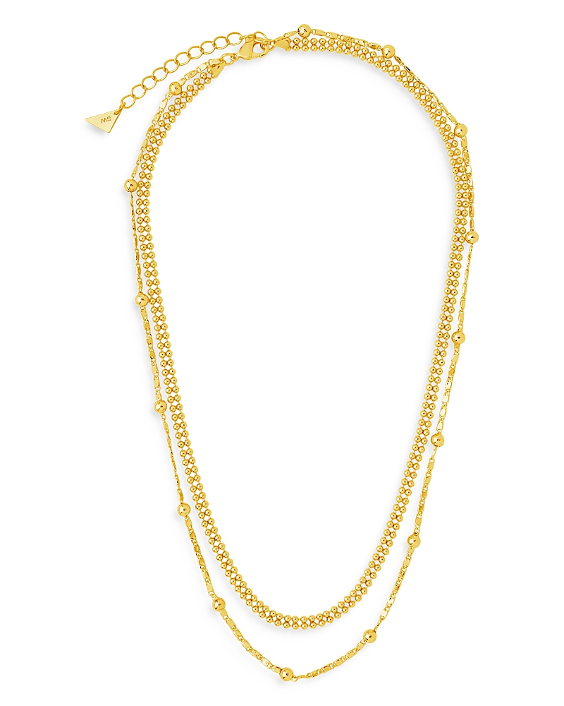 Sterling Forever 14k Plated Layered Beaded Chain Necklace In Gold