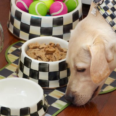 Courtly Check Enamel Pet Dish, Medium