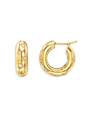 Shop Temple St Clair 18k Yellow Gold Cosmos Diamond Hoop Earrings
