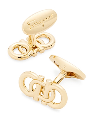 Ferragamo Double Gancini Cufflinks In Oro