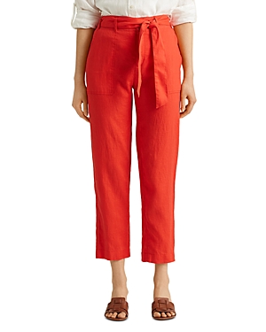 Ralph Lauren Lauren  Linen Straight-leg Pants In Bright Hibiscus