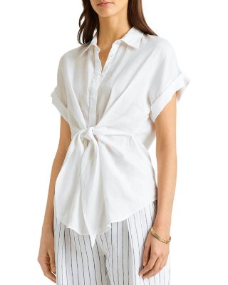 Ralph Lauren Tie Front Linen Shirt | Bloomingdale's