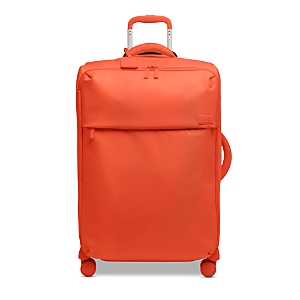 Lipault Plume Long Trip Spinner Suitcase In Flash Coral