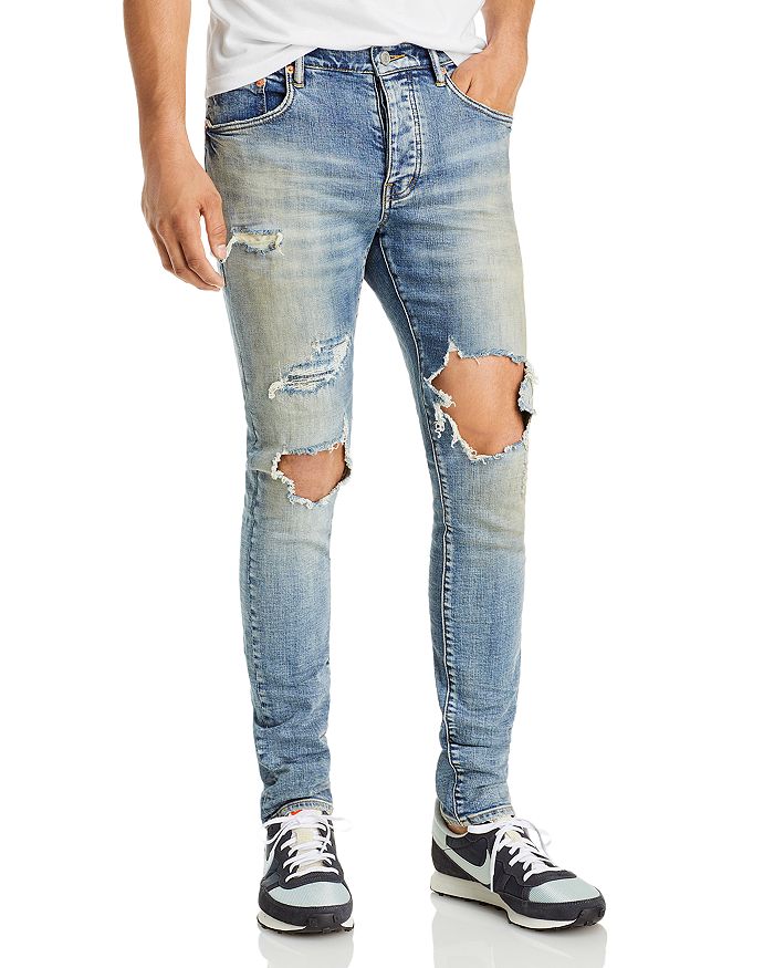 PURPLE Classic Skinny Jeans - INDIGO OIL REPAIR