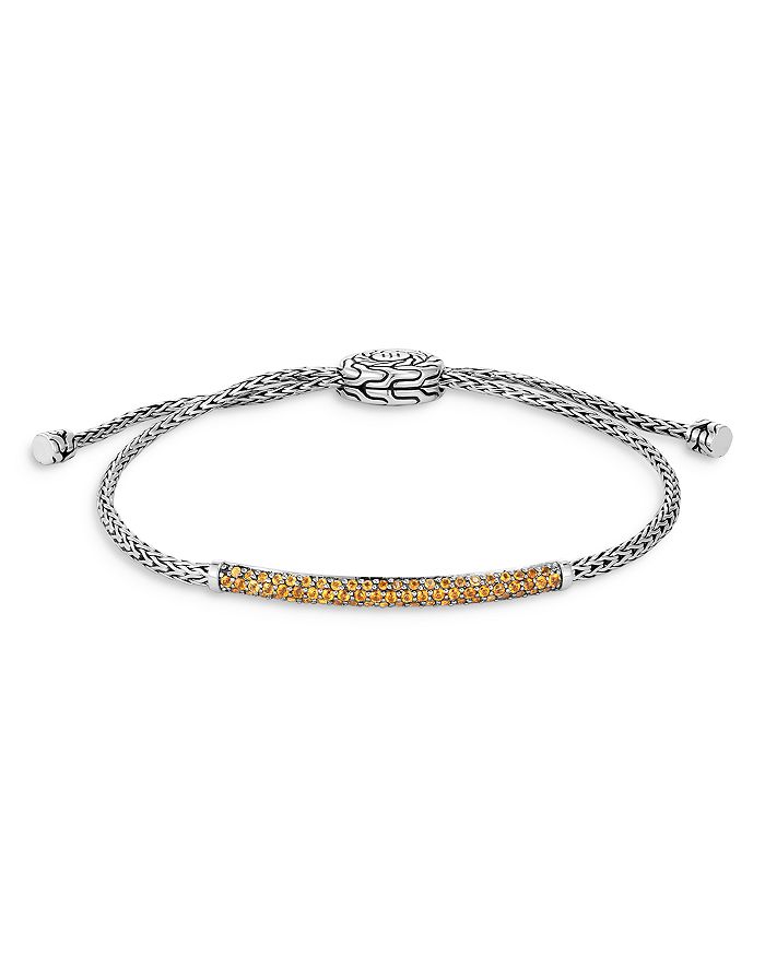 John Hardy Sterling Silver Classic Chain Citrine Medium Pull Through Bracelet In Citrine