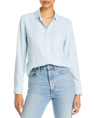 Rails Ingrid Button store Front Shirt Raw Hem Tie Dye