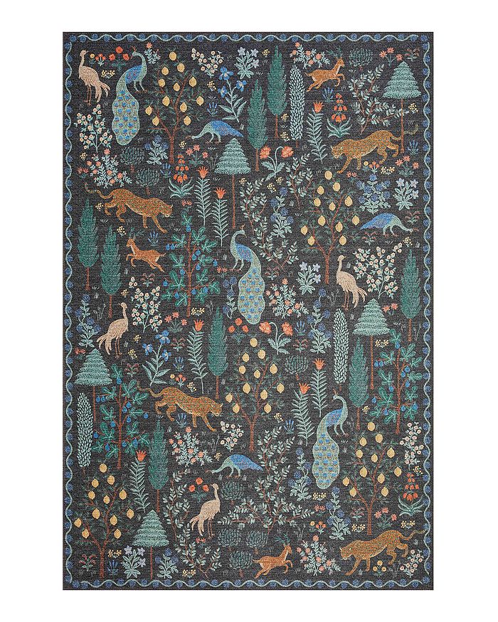 Rifle Paper Co Menagerie Men-02 Area Rug, 5' X 7'6 In Black