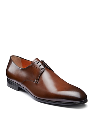 Santoni Men's Induct Burnished Leather Derby Shoes In Brown