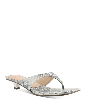 Marc Fisher Ltd. Women's Faren Square Toe Thong Sandals In Gray Leather