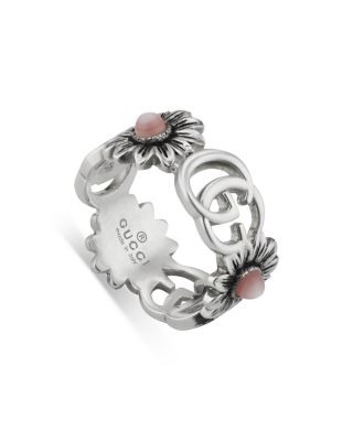 Sterling Silver GG Marmont Mother-of-Pearl Ring 