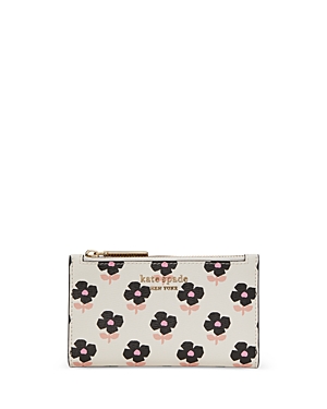 Kate Spade New York Small Slim Leather Bifold Wallet In Black Floral