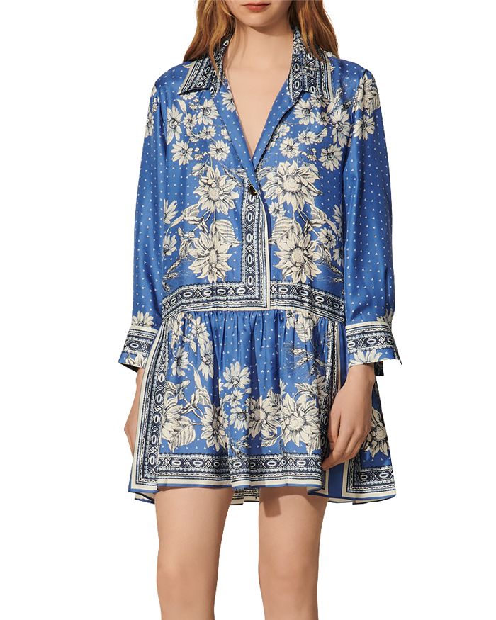 Sandro Chloe Printed Silk Dress | Bloomingdale's