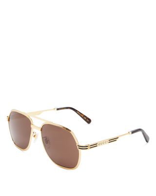 gucci men's brow bar aviator sunglasses