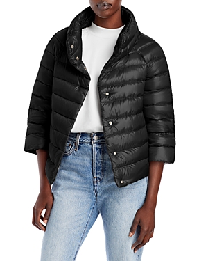 Herno Iconico Cropped Down Puffer Coat In Black