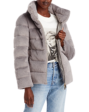 Herno Faux Fur Teddy Coat In Gray