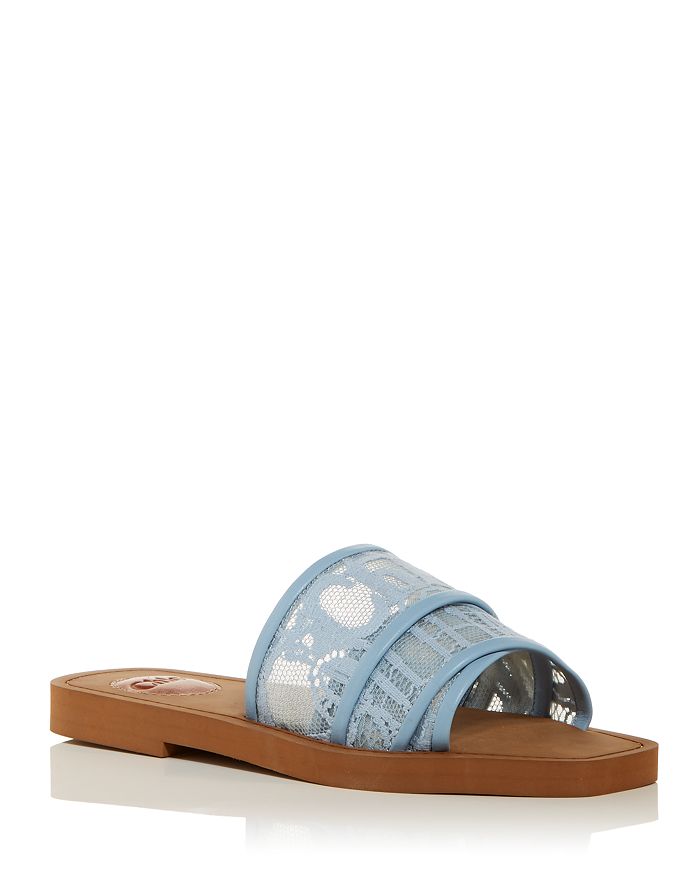 Chloé Women's Woody Square Toe Lace Logo Slide Sandals | Bloomingdale's