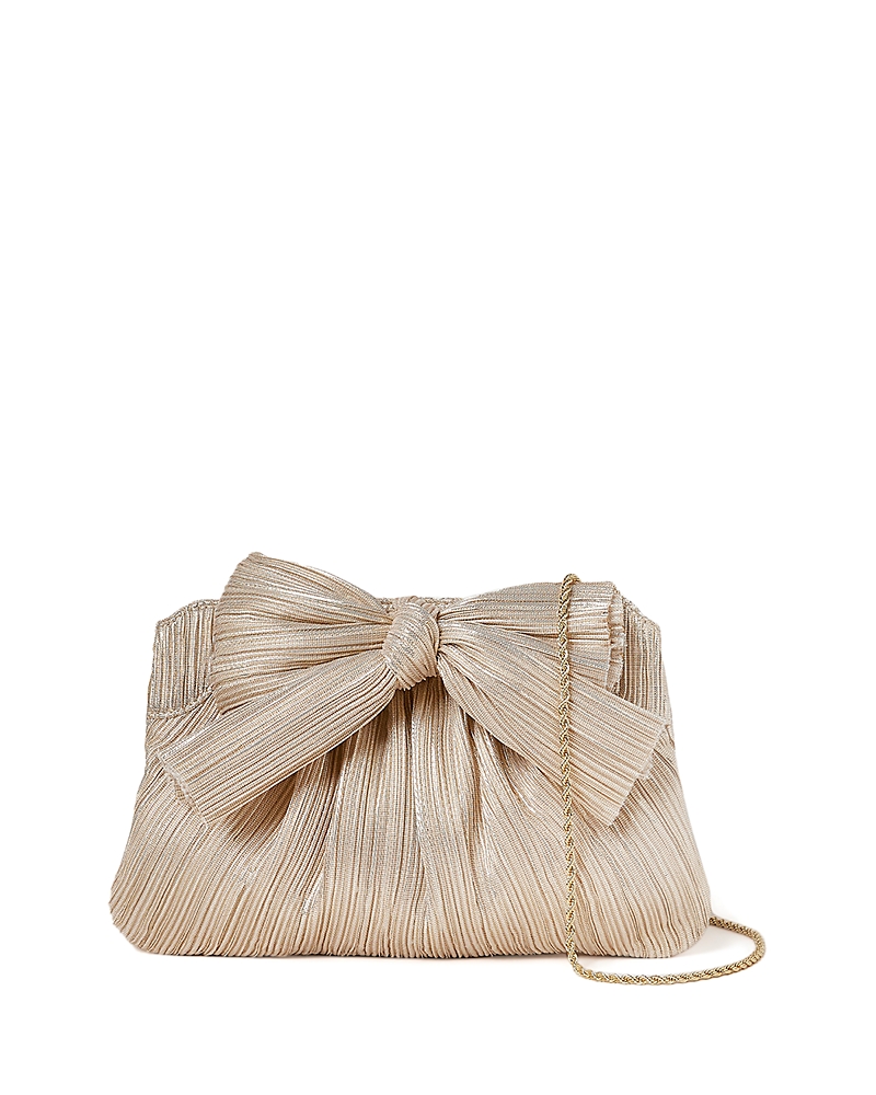 Loeffler Randall Rayne Small Pleated Bow Frame Clutch In Gold