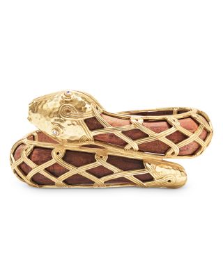 Serpentina Pav&eacute; & Teak Bangle Bracelet in 18K Gold Plate