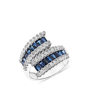 Bloomingdale's Bloomingdales Sapphire & Diamond Bypass Ring In 14k White Gold - 100% Exclusive In Blue/white