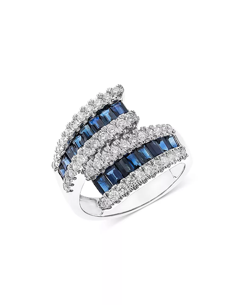 Bloomingdales Sapphire & Diamond Bypass Ring in 14K White Gold